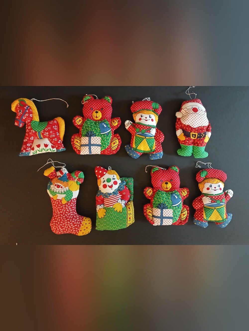 Vintage Handmade Fabric Stuffed Christmas Ornaments (17) Retro, Kitchy, 70s